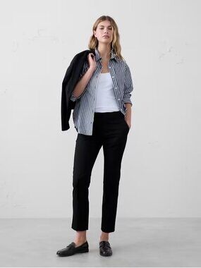 NWT Banana Republic Curvy Ryan in Black Washable Italian Wool Stretch Pants 10s